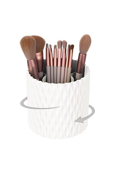 Choice White Large Capacity Rotating Makeup Brush Cup Holder Multi-functional...