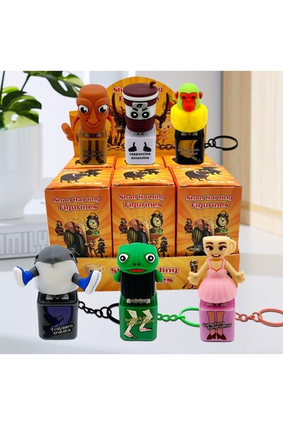 Choice6 مجموعة كاملة من ميداليات مفاتيح على شكل رجل قرش، مصنوعة من الخشب، على...