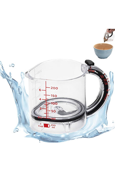 Choice كوب قياس شفاف 4 في 1، كوب قياس متعدد الوظائف قابل للتعديل مع قاعدة مان...