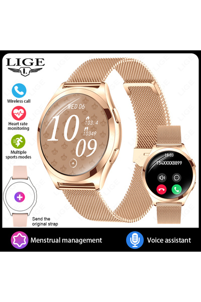 Choice LIGE mesh belt gold LIGE Luxury Full Touch Screen Smart Watch Women IP...