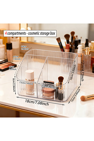 Choice transparent 1pc Vertical Pattern 4-Grid Transparent Acrylic Cosmetics ...