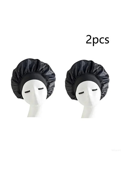 Choice14 A-2pcs Bonnet Satin Sleeping Cap High Elastic Wide Brim Satin Night ...