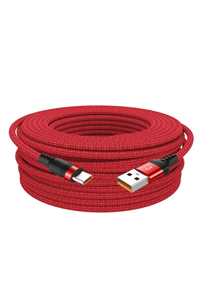 Choice6 2m Red 6A USB A to Type C Charging Extended Cable Fast Charger Nylon ...