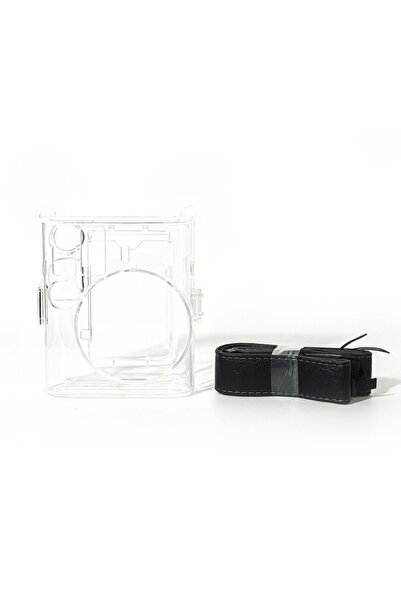 Choice غطاء كاميرا فوري شفاف رمادي فاتح من الكريستال مع حزام كتف، حافظة تخزين...