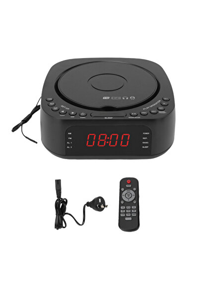 Choice مشغل أقراص مدمجة أسود اللون، مزود بمنبه، وشحن USB، وشاشة قابلة للتعتيم...