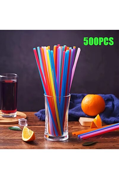 Choice6 500pcs-colors Drinking Plastic Black Straws Colorful Art Long Flexibl...