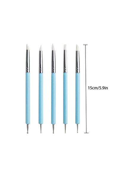 Choice مجموعة أدوات نحت الصلصال السيليكونية الزرقاء (5 قطع) للفرشاة، والتشكيل...