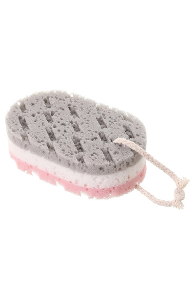 Choice1 3 قطع من كرات الاستحمام الإسفنجية الرمادية والبيضاء والوردية، لفرك ال...