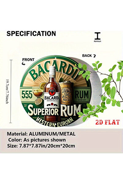 Choice لوحة معدنية دائرية من الألومنيوم بتصميم مشروب باكاردي، ثنائية الأبعاد ...