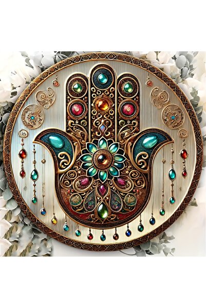 Choice Round 20X20CM Chocolate Bohemian Religious Gem Hand Aluminum Sign - Mu...