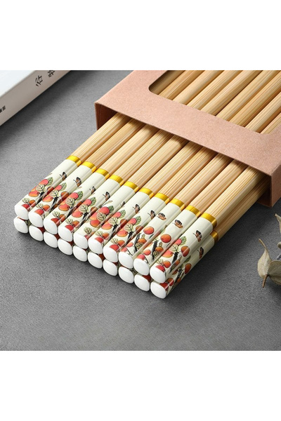 Choice خمسة أزواج من عيدان تناول الطعام بامبو الطبيعي، عيدان تناول طعام صينية...