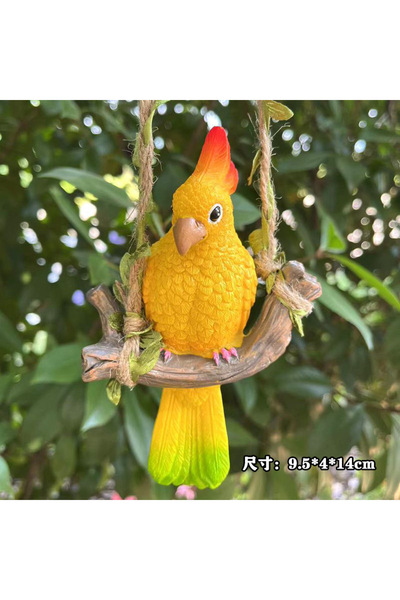 Choice أرجوحة خشبية على شكل ببغاء أصفر لطيف، مثبتة على تمثال حيواني إبداعي من...