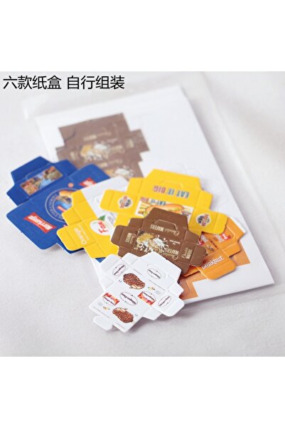 Choice 1set 6pcs Dollhouse Mini Food Biscuit Cold Drink Box Miniature Food Pl...