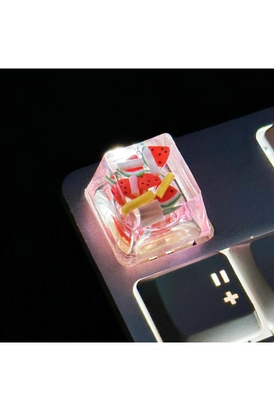 Choice1 أغطية مفاتيح رمادية داكنة بتصميم فراولة/بطيخ/أفوكادو، مصنوعة من الرات...