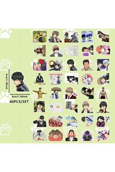 Choice 40 قطعة من ملصقات سلسلة أنمي جينتاما المضحكة، مقاس 6×5.2×0.5 سم (227D)...