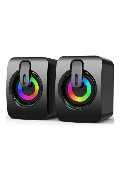 Choice1 مكبر صوت الكمبيوتر A2BK New X2، مكبر صوت صغير بأسلاك RGB مضيء لأجهزة ...