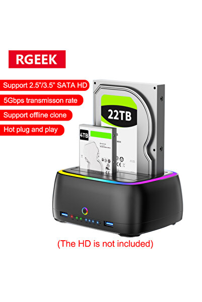 Choice EU Plug RGEEK 7 IN 1 Dual-bay Hard Drive Station HD Enclosure USB3.0 5...