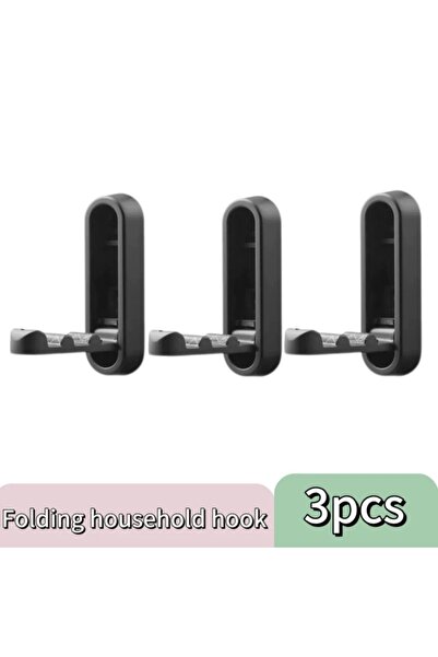 Choice7 خطافات معاطف قابلة للطي سوداء اللون - 3 قطع مصنوعة من سبيكة الزنك، خط...