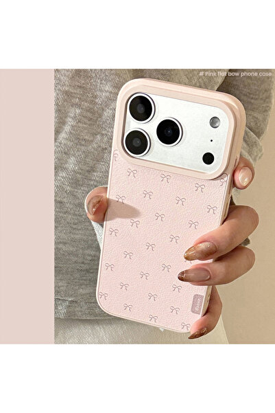 choice2 غلاف هاتف هاتف وردي اللون بتصميم كوري كامل الشاشة مزين بفيونكة وردية ...