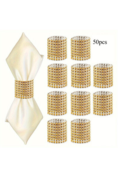 Choice1 50 قطعة ذهبية - 10 قطع من مشابك المناديل الأنيقة المرصعة بأحجار الراي...