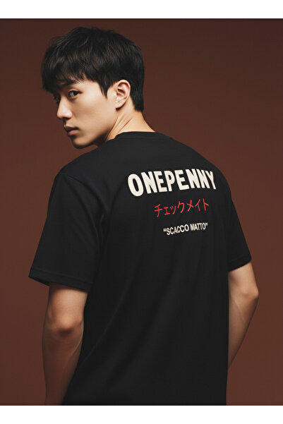 One Penny Scacco Matto Front Embroidery Printed T-Shirt