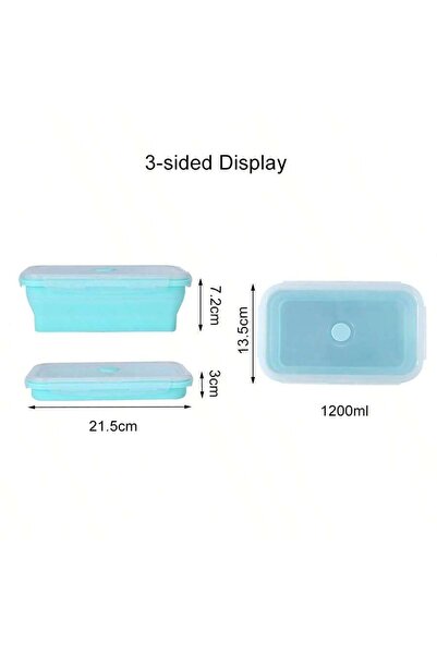 Choice12 1Pc 1200ml blue 4 Pcs 350/500/800/1200ml Foldable Silicone Lunch Box...