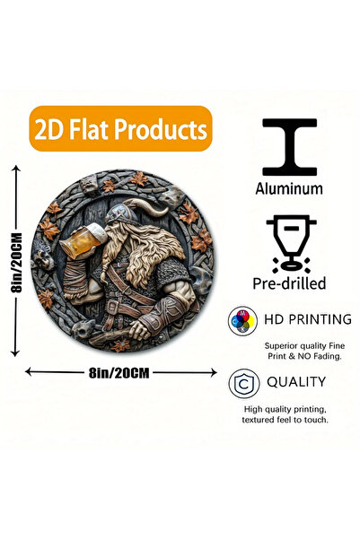 Choice Round 20X20CM TYA4324-20x20cm Exclusive Viking Warrior Aluminum Sign. ...