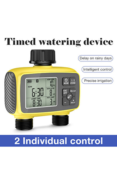 Choice EU 2 Zone Irrigation Water Timer Automatic Garden Flower Watering Syst...