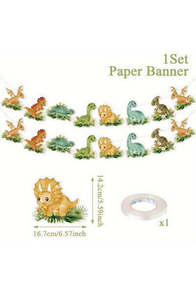 Choice لافتة ديناصورات، ديكور عيد الميلاد الأول في الغابة الخضراء، صفان/مجموع...