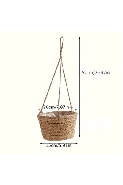 Choice G3346A 20×14×12 سم، طقم واحد، سلة تخزين نباتات معلقة من المكرمية، مصنو...