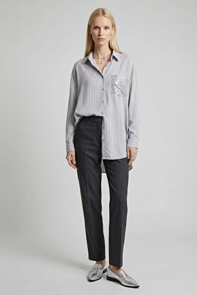 Rays 4675A Pocket Sequined Shirt Gray