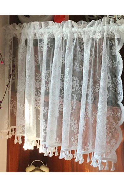 Choice1 ستائر تول قصيرة بيضاء اللون، قطعة واحدة، بجيب للعمود، عرض ١٤٥ سم × ار...