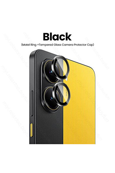 choice2 جراب أسود لهاتف Poco X7 Pro 5G، مزود بحلقة معدنية وواقي عدسة كاميرا م...