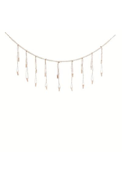 Choice 1pc A wall-mounted photo frame decorated with 18 clips and wooden bead...