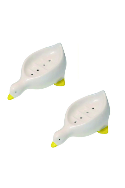 Choice صينية صابون بيضاء مكونة من قطعتين (2/1 قطعة) ذاتية التصريف، رف صابون ب...