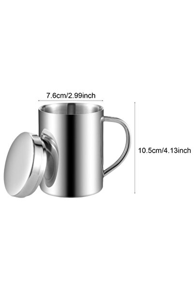 Choice1 كوب قهوة من الفولاذ المقاوم للصدأ مزدوج الجدار سعة 300 مل مع غطاء، كم...