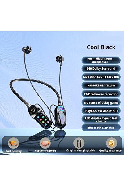 Choice سماعات رأس لاسلكية بلوتوث 5.4 بشاشة عالية الدقة سوداء، صوت عالي الوضوح...