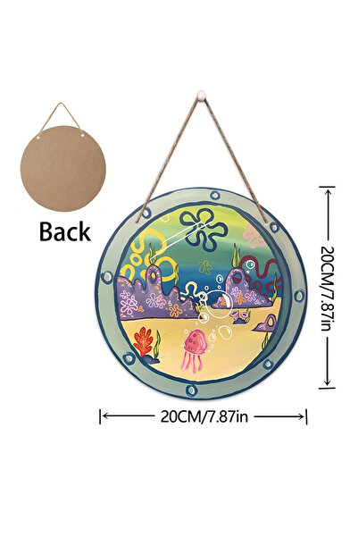 Choice L jellyfish 1pc-Classic circular plaque decoration with wooden labels,...