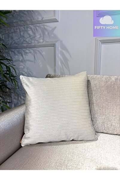 Fifty Home Square Decorative Throw Pillow Cover 43X43 cm Solid Color Modern I...