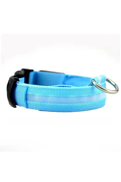 Choice19 L ( 41-52CM ) Blue Nylon Reflective LED Dog Collar Light Up Pet Coll...
