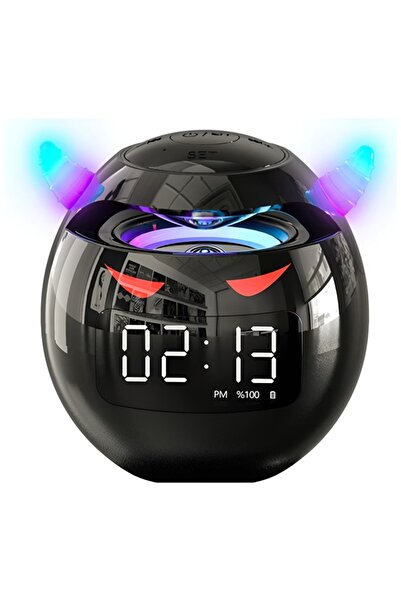 Choice1 Black Ball Shape Bluetooth Speaker LED Digital Dual Alarm Clk Smart V...