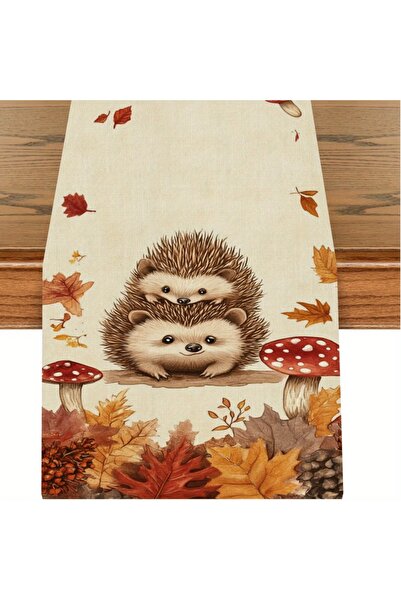 Choice5 90x33cm 0923-ZQ 1pc Autumn Hedgehog and Mushroom Table Runner – Thank...