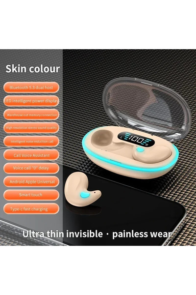 Choice1 khaki X55 Mini Invisible Sleep Wireless Bluetooth 5.0 Earbuds IPX5 Wa...