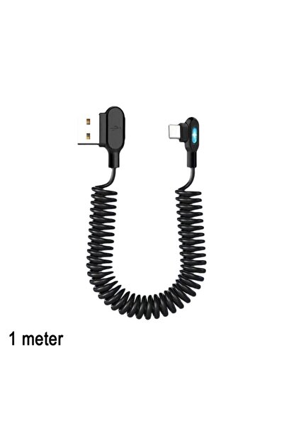 choice2 1m 6A Stretchable Spring Charging Cables Double Elbow Charger Data Co...