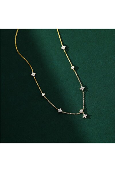 Choice6 Necklace-gold ANENJERY Delicate Zircon Four Leaf Grass Bracelets For ...