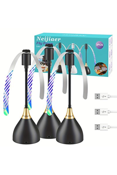 Choice مروحة طاردة للذباب عملية مكونة من 3 قطع بشفرات ناعمة للطاولات، تعمل بم...