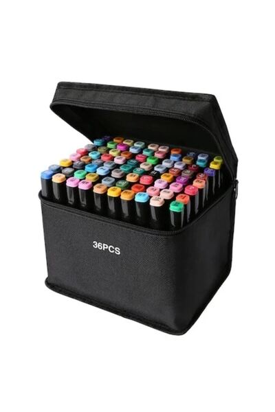 OEM Set of 36 Professional Colored Markers with 2 Tips (Thin and Thick Slante...