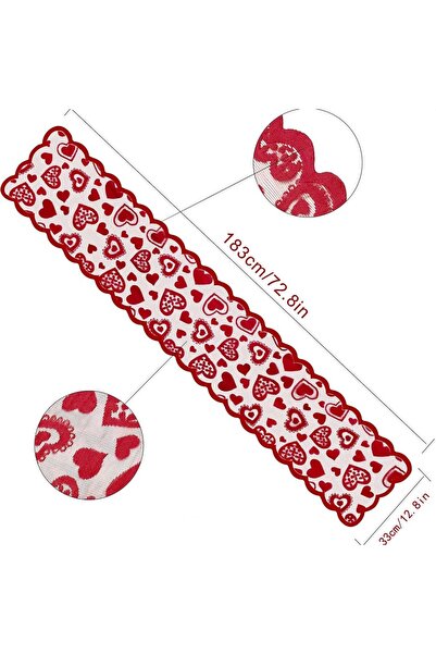 Choice Red Love Heart Lace Table Runner for Valentine's Day Decoration Weddin...