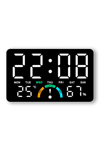 Choice4 White Shell White Digital Alarm Clk TEMP Humidity Comfort Level Week ...