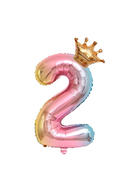 Choice8 32inch 2 2pcs 32inch Rainbow Number Foil Ballo with Crown for Kids Bo...